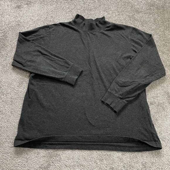 Lands' End Super-T Sweater Womens Large Dark Gray Mock Neck Long Sleeve Shirt - Picture 1 of 10